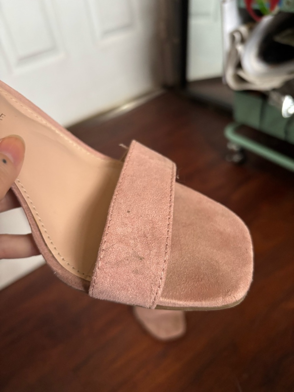 Kelly & Katie Dusty Pink Suede Block Heel Sandals - Picture 9 of 12